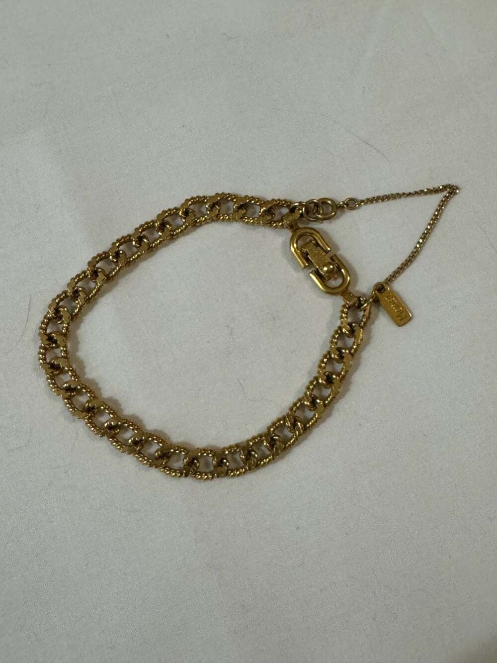 Vintage Monet Gold Tone Textured Link Chain Bracelet